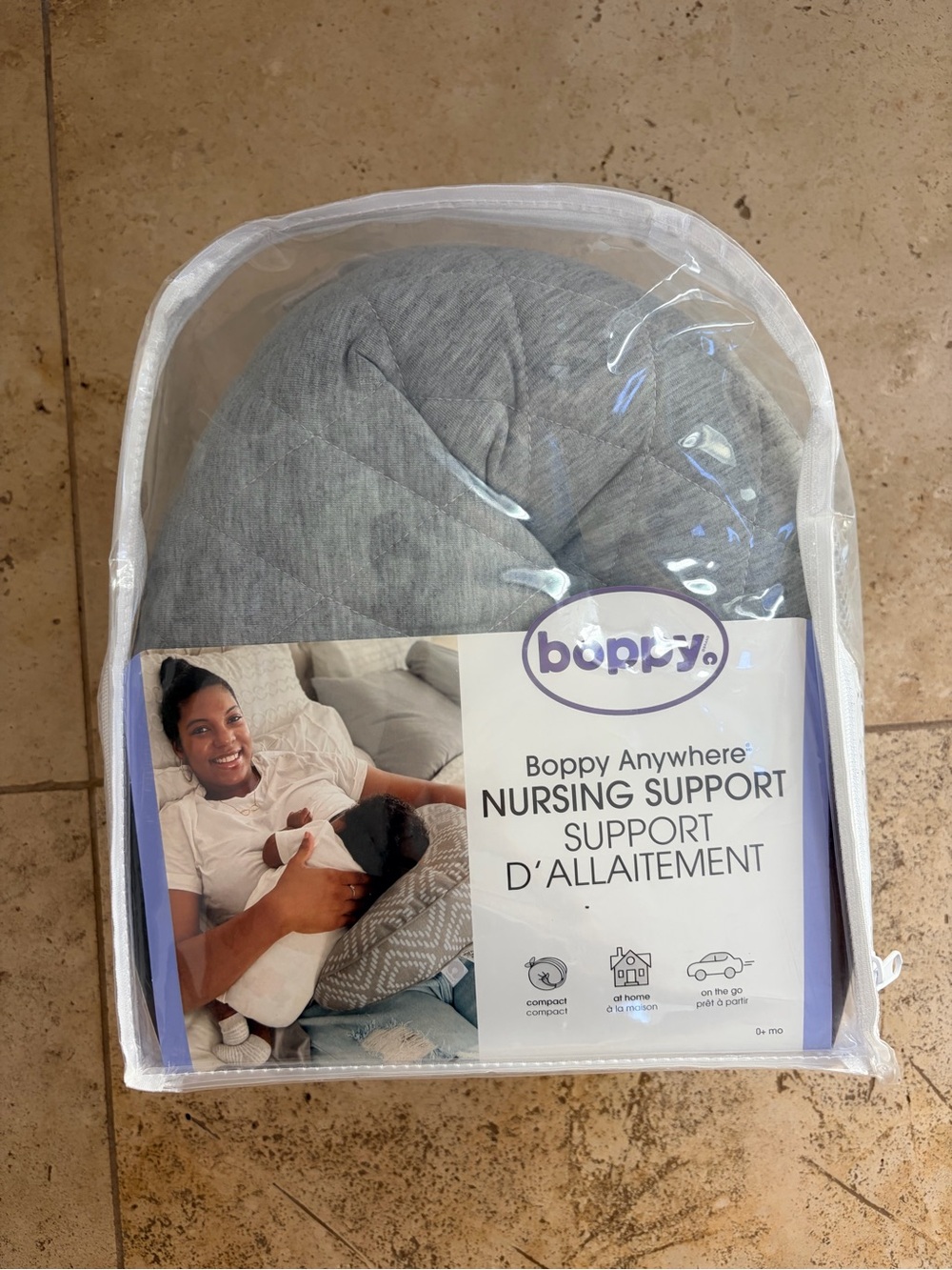 Boppy Travel Nursing Support Pillow - Heather Gray